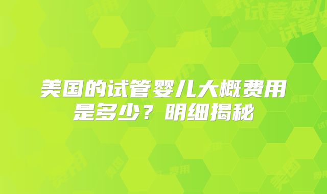 美国的试管婴儿大概费用是多少？明细揭秘