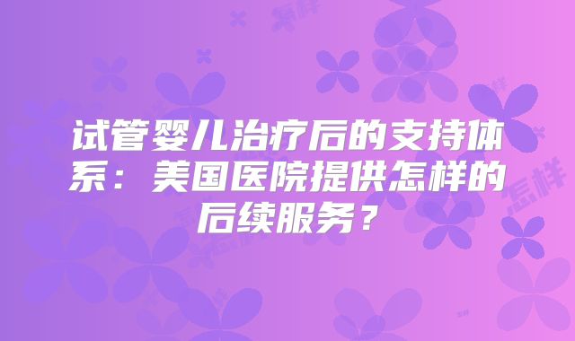 试管婴儿治疗后的支持体系：美国医院提供怎样的后续服务？