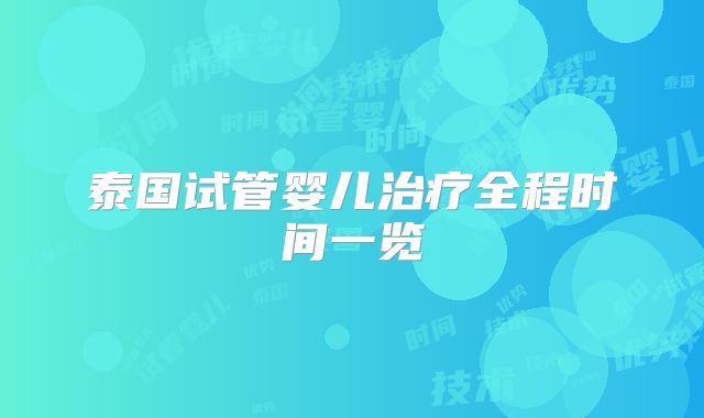 泰国试管婴儿治疗全程时间一览