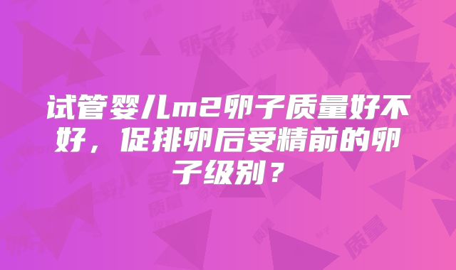 试管婴儿m2卵子质量好不好，促排卵后受精前的卵子级别？
