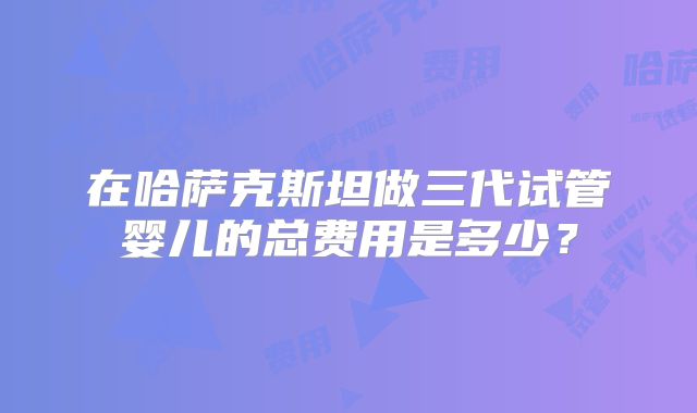 在哈萨克斯坦做三代试管婴儿的总费用是多少？