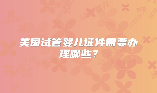 美国试管婴儿证件需要办理哪些？