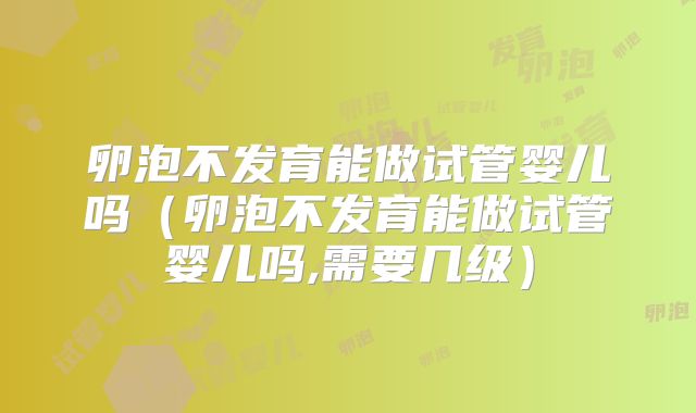 卵泡不发育能做试管婴儿吗（卵泡不发育能做试管婴儿吗,需要几级）