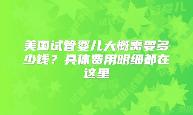 美国试管婴儿大概需要多少钱?具体费用明细都在这里