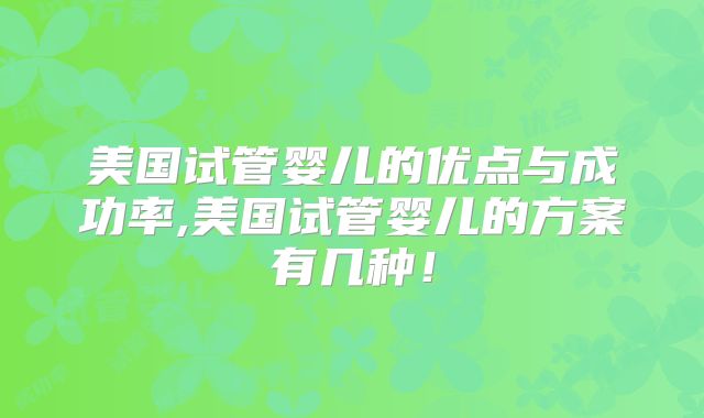 美国试管婴儿的优点与成功率,美国试管婴儿的方案有几种！