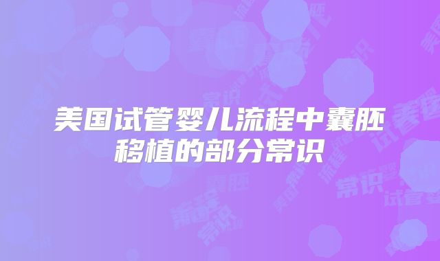 美国试管婴儿流程中囊胚移植的部分常识
