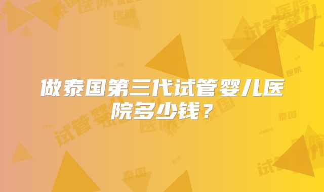 做泰国第三代试管婴儿医院多少钱？