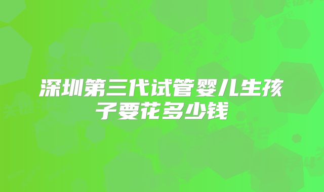 深圳第三代试管婴儿生孩子要花多少钱