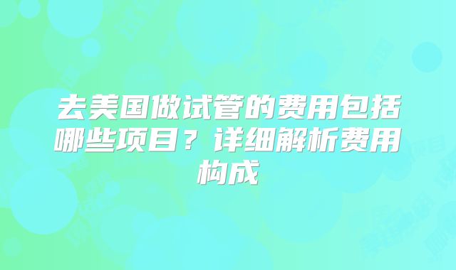 去美国做试管的费用包括哪些项目？详细解析费用构成