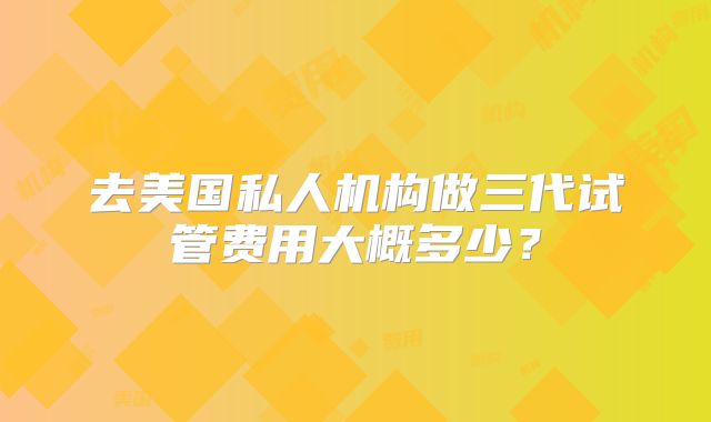 去美国私人机构做三代试管费用大概多少？