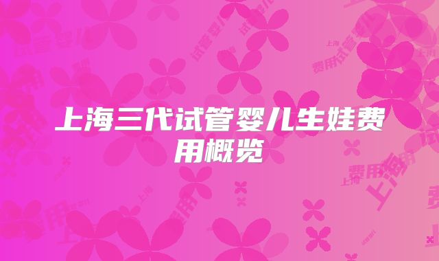 上海三代试管婴儿生娃费用概览