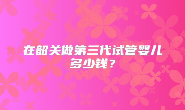 在韶关做第三代试管婴儿多少钱？