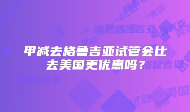 甲减去格鲁吉亚试管会比去美国更优惠吗？