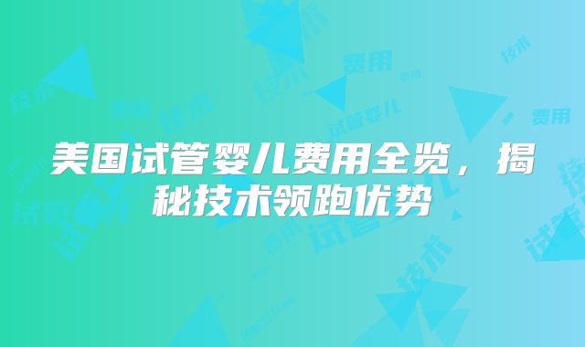 美国试管婴儿费用全览,揭秘技术领跑优势