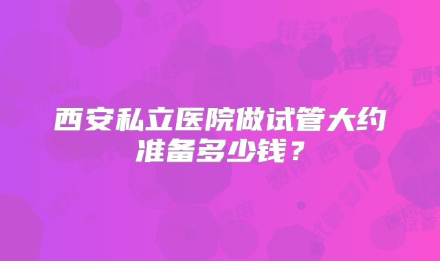 西安私立医院做试管大约准备多少钱?
