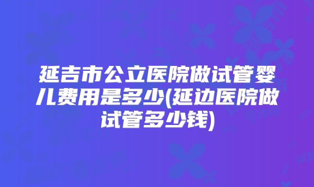 延吉市公立医院做试管婴儿费用是多少(延边医院做试管多少钱)