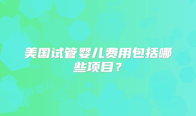 美国试管婴儿费用包括哪些项目？