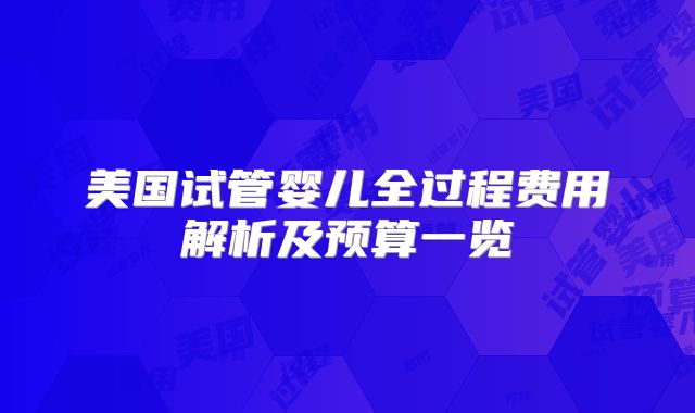 美国试管婴儿全过程费用解析及预算一览
