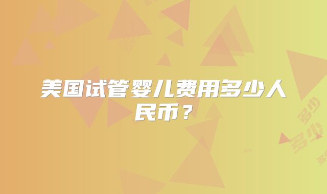 美国试管婴儿费用多少人民币？