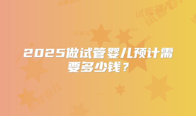 2025做试管婴儿预计需要多少钱？