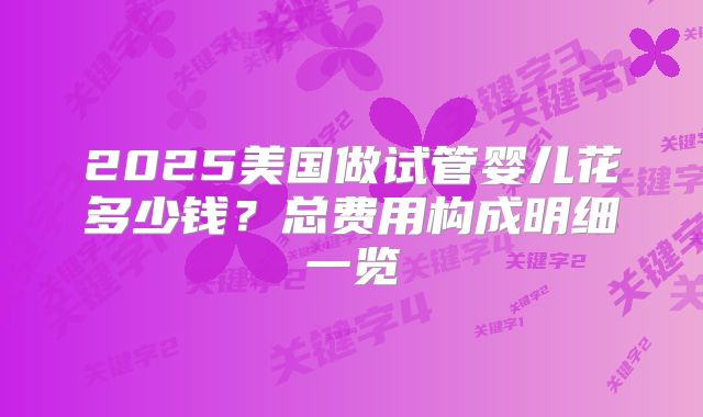 2025美国做试管婴儿花多少钱？总费用构成明细一览