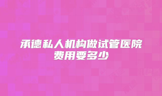 承德私人机构做试管医院费用要多少