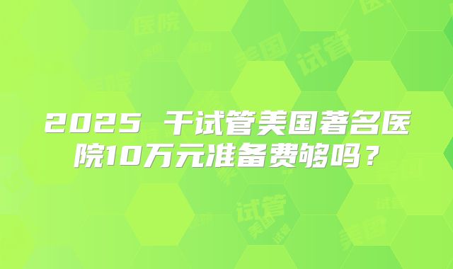 2025 干试管美国著名医院10万元准备费够吗？
