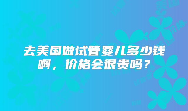 去美国做试管婴儿多少钱啊，价格会很贵吗？