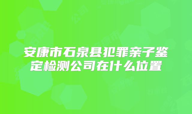 安康市石泉县犯罪亲子鉴定检测公司在什么位置