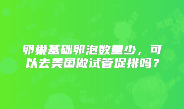 卵巢基础卵泡数量少，可以去美国做试管促排吗？