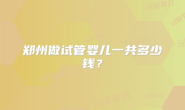 郑州做试管婴儿一共多少钱？