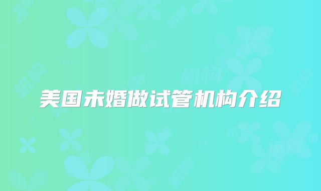 美国未婚做试管机构介绍