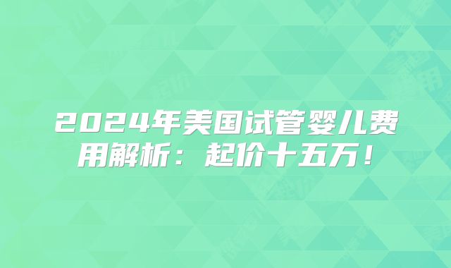 2024年美国试管婴儿费用解析:起价十五万!