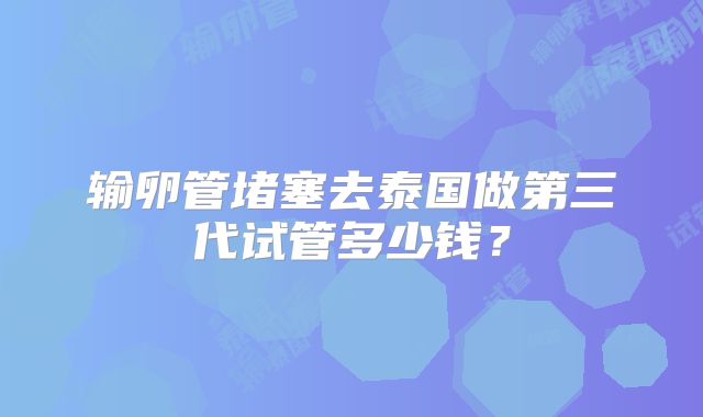 输卵管堵塞去泰国做第三代试管多少钱？