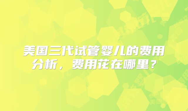 美国三代试管婴儿的费用分析，费用花在哪里？