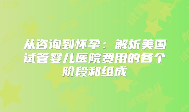 从咨询到怀孕:解析美国试管婴儿医院费用的各个阶段和组成
