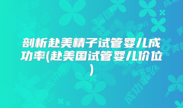 剖析赴美精子试管婴儿成功率(赴美国试管婴儿价位)