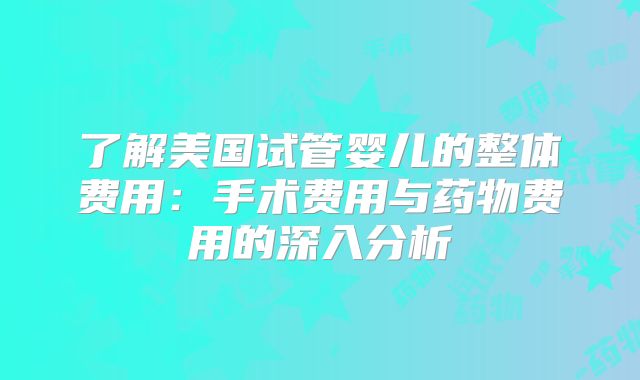 了解美国试管婴儿的整体费用：手术费用与药物费用的深入分析