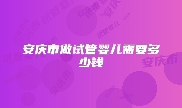 安庆市做试管婴儿需要多少钱