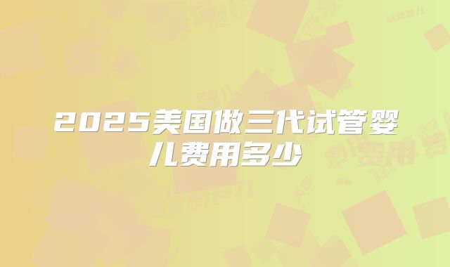 2025美国做三代试管婴儿费用多少