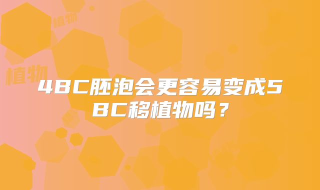 4BC胚泡会更容易变成5BC移植物吗？