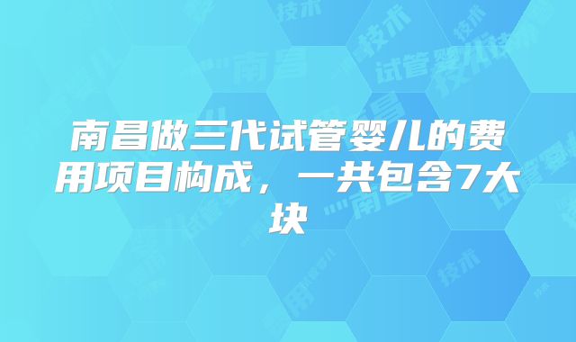 南昌做三代试管婴儿的费用项目构成,一共包含7大块