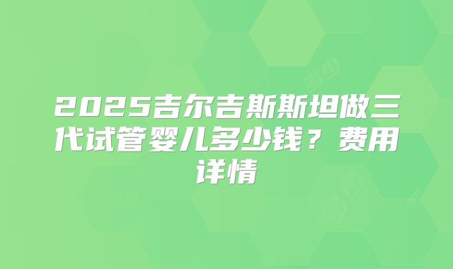 2025吉尔吉斯斯坦做三代试管婴儿多少钱？费用详情