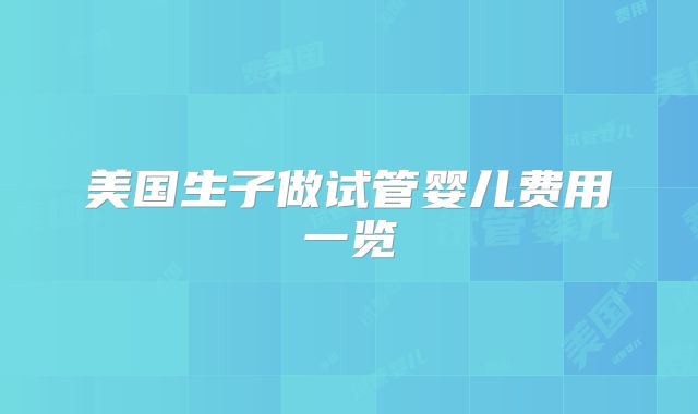 美国生子做试管婴儿费用一览