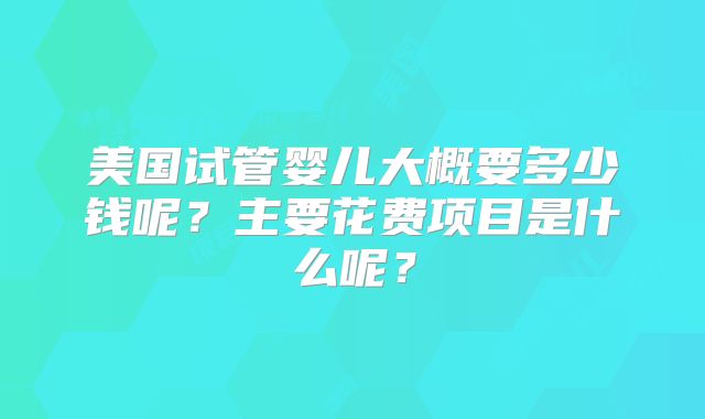 美国试管婴儿大概要多少钱呢?主要花费项目是什么呢?