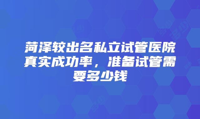 菏泽较出名私立试管医院真实成功率，准备试管需要多少钱