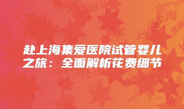赴上海集爱医院试管婴儿之旅:全面解析花费细节