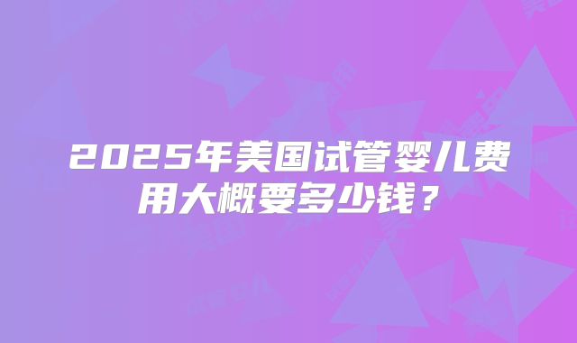 2025年美国试管婴儿费用大概要多少钱？
