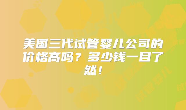美国三代试管婴儿公司的价格高吗？多少钱一目了然！