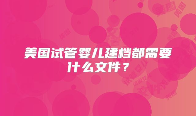 美国试管婴儿建档都需要什么文件?